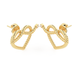 Heart Diamond Earrings / 15 MM 14k Gold Rope Diamond Studs / Knotted Rope Studs / Gift for her / Heart Shape Jewelry