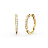 Diamond Hoop Earrings / Diamond Huggies / 14k Solid Gold Huggie Earrings / Tiny Hoop Earrings / 10MM Diamond Hoop Earrings / Gift For Her