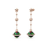 Black Opal Planet Earrings / Opal Drop Earrings / Saturn Diamond Earrings / Natural Opal Dangle Earrings / Luxury Jewelry