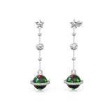 Black Opal Planet Earrings / Opal Drop Earrings / Saturn Diamond Earrings / Natural Opal Dangle Earrings / Luxury Jewelry