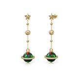 Black Opal Planet Earrings / Opal Drop Earrings / Saturn Diamond Earrings / Natural Opal Dangle Earrings / Luxury Jewelry