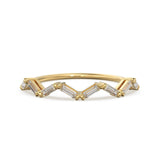 Zigzag Baguette Diamond Wedding Band / Natural Diamond Ring / Baguette Cut Gold Band White Diamond Ring / Dainty Diamond Stacking Ring
