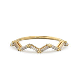 Zigzag Baguette Diamond Wedding Band / Natural Diamond Ring / Baguette Cut Gold Band White Diamond Ring / Dainty Diamond Stacking Ring