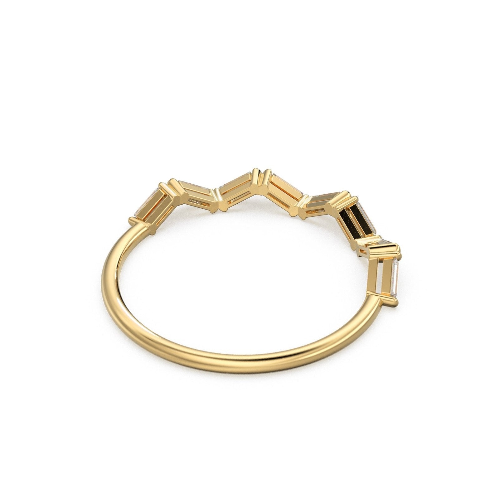 Zigzag Baguette Diamond Wedding Band / Natural Diamond Ring / Baguette Cut Gold Band White Diamond Ring / Dainty Diamond Stacking Ring