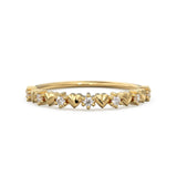Heart Shaped Diamond Ring / Heart Diamond Wedding Gold Band / Half Eternity Diamond Band / Gift for her