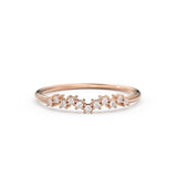 14k Gold Diamond Wedding Band / Half Eternity Diamond Wedding Band Prong Setting / Stackable Ring / Dainty Diamond Ring