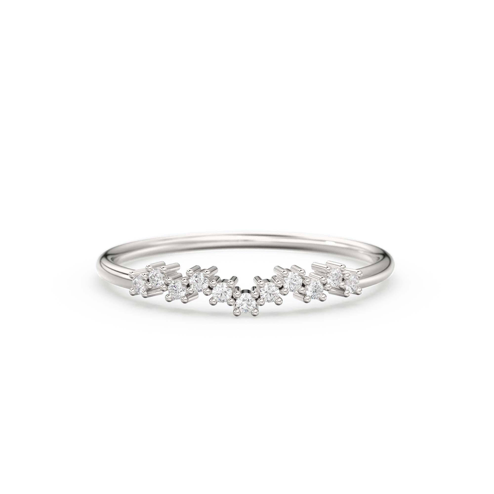14k Gold Diamond Wedding Band / Half Eternity Diamond Wedding Band Prong Setting / Stackable Ring / Dainty Diamond Ring