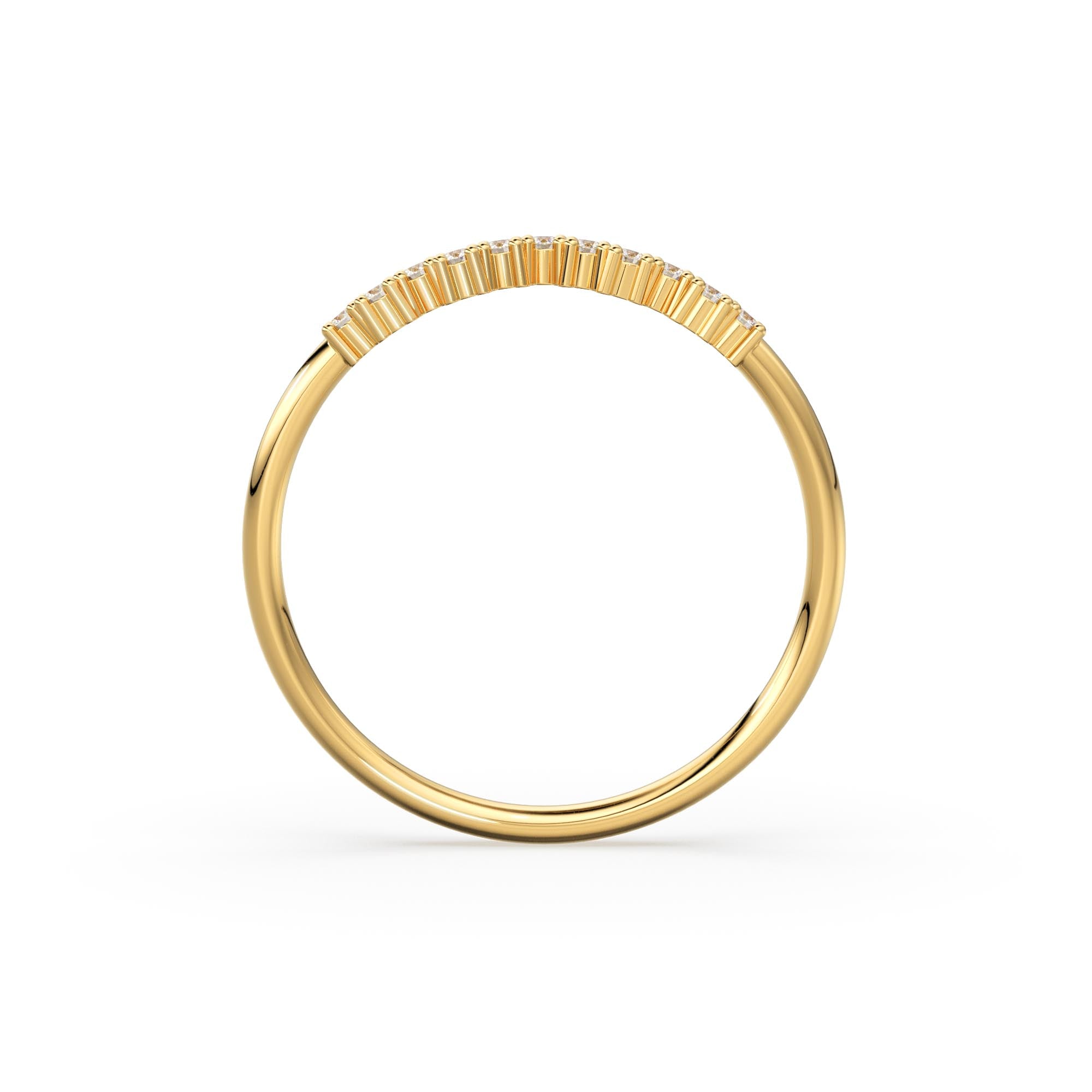 14k Gold Diamond Wedding Band / Half Eternity Diamond Wedding Band Prong Setting / Stackable Ring / Dainty Diamond Ring