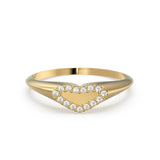 Heart Signet Diamond Band in 14k Gold / Valentines Diamond Ring / Gift for her / Love Diamond Ring