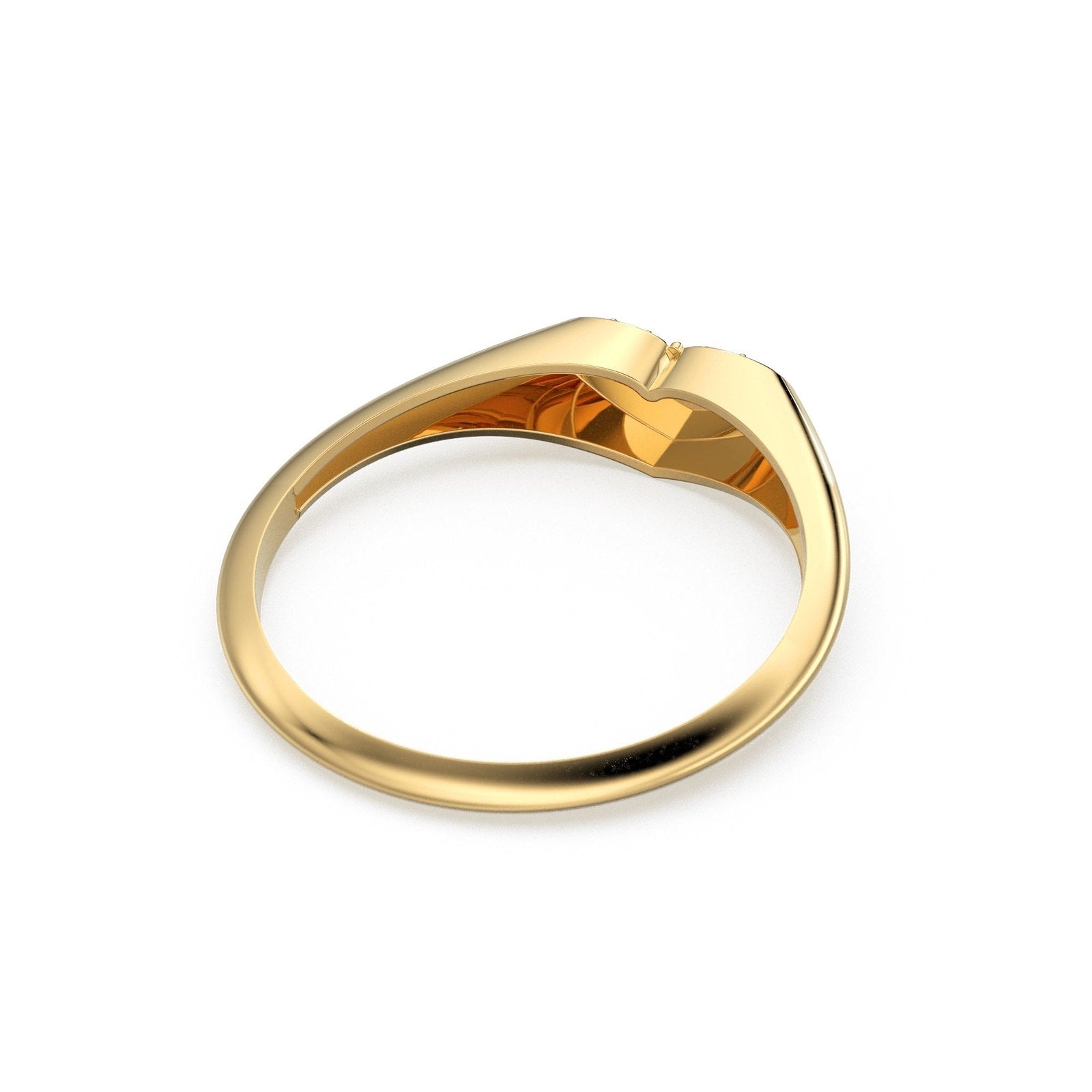 Heart Signet Diamond Band in 14k Gold / Valentines Diamond Ring / Gift for her / Love Diamond Ring