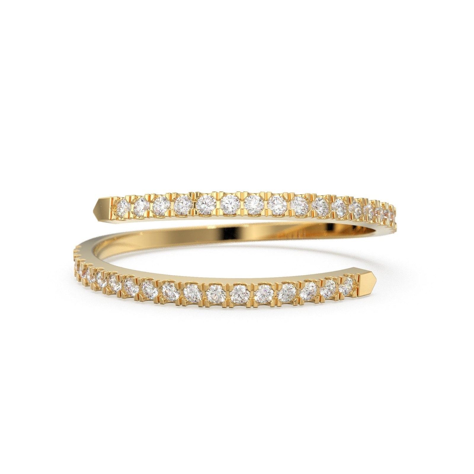 Art Nouveau Whiplash Diamond Band / Snake Diamond Ring / Swoop Bypass Wraparound Ring / Swirl 14k Wedding Band