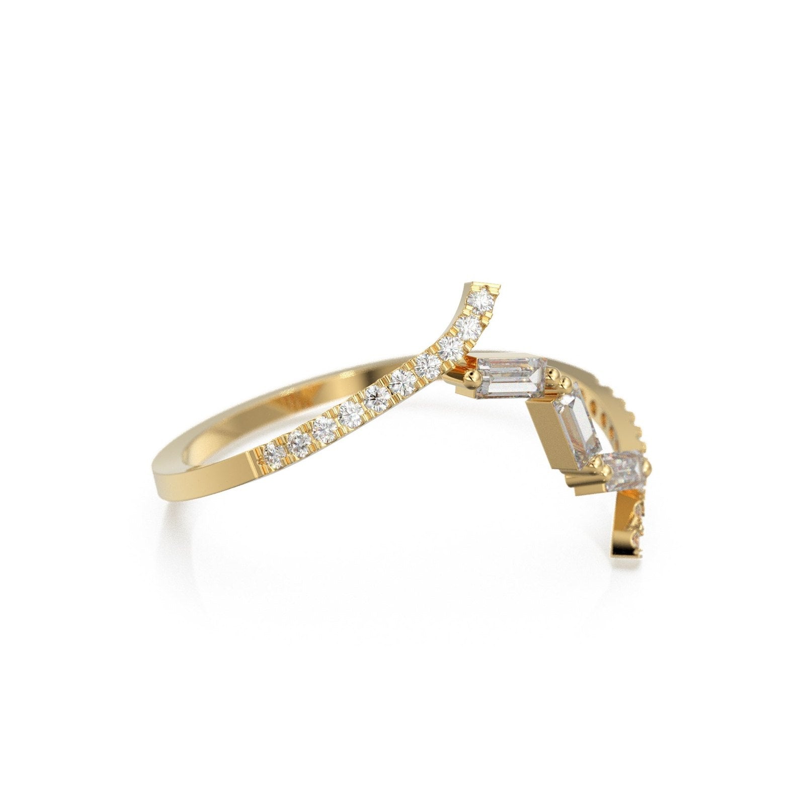ZigZag Diamond Ring / 14k Gold Pop Jewelry / Wavy Baguette Diamond Band / Astronomy Constellation Jewelry