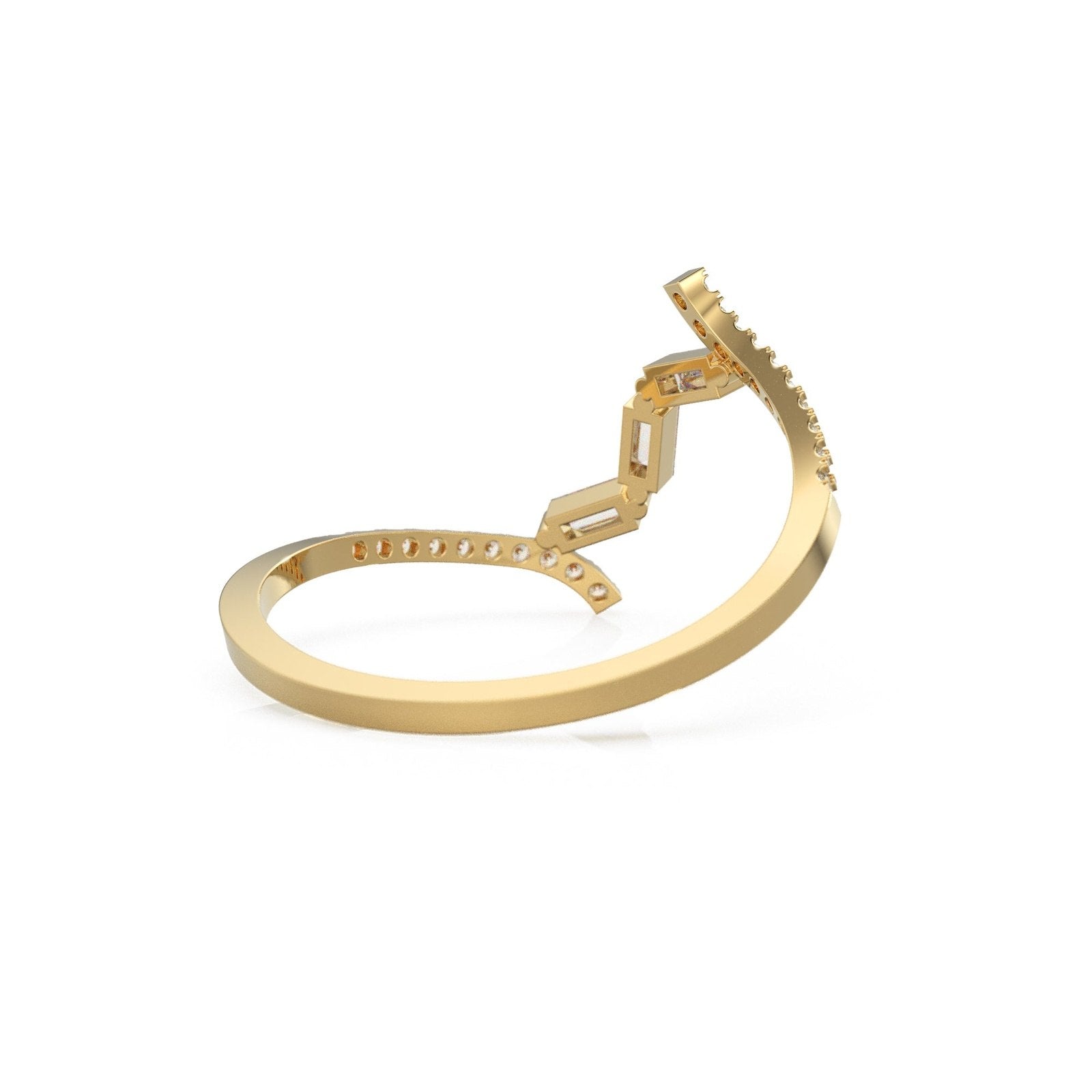 ZigZag Diamond Ring / 14k Gold Pop Jewelry / Wavy Baguette Diamond Band / Astronomy Constellation Jewelry