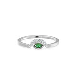 Marquise Emerald Diamond Ring / Evil Eye Gold Ring / May Birthstone 14k Gold Jewelry / Marquise Gemstone Gold Ring