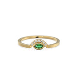 Marquise Emerald Diamond Ring / Evil Eye Gold Ring / May Birthstone 14k Gold Jewelry / Marquise Gemstone Gold Ring