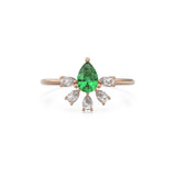 Vintage Emerald Diamond Ring / Pear Art Deco Cluster Ring / 5 Stone 14k Gold Ring / May Birthstone Jewelry For Her