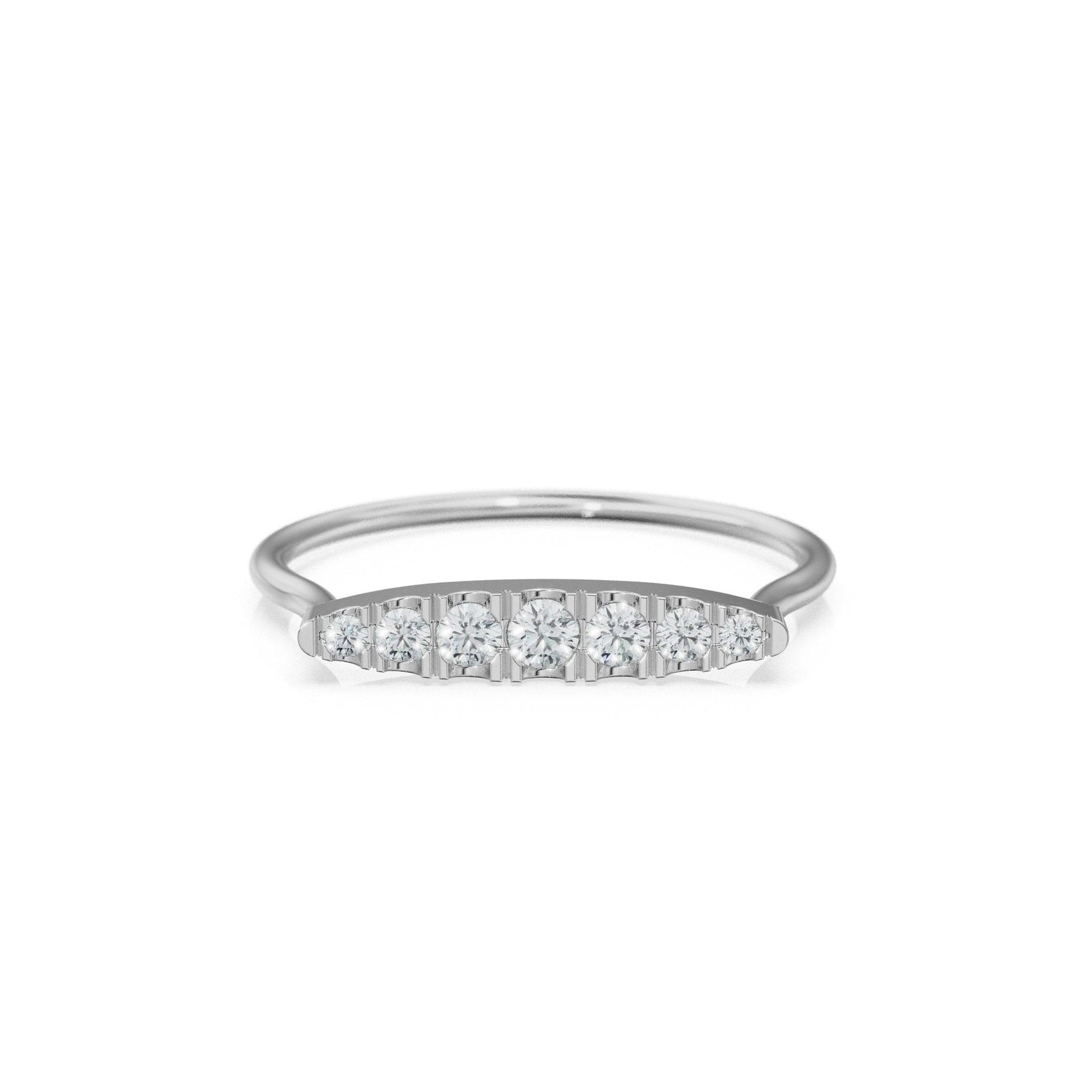 6 Row Pave Diamond Ring / 14k Gold Bar Ring / Diamond Gold Wedding Band / Handmade Gold Pave Ring