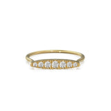 6 Row Pave Diamond Ring / 14k Gold Bar Ring / Diamond Gold Wedding Band / Handmade Gold Pave Ring
