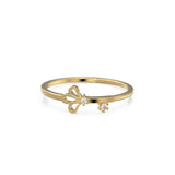 Peacock Diamond 14k Gold Band / Butterfly Diamond Ring / Delicate Flower Handmade Ring / Mingei Diamond Ring