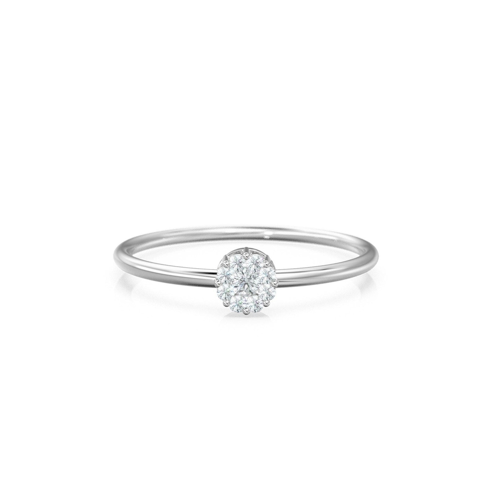 Pave Diamond Flower Ring / Round Diamond Ring / Cluster Pave Diamond Round Ring / Handmade Wedding Band