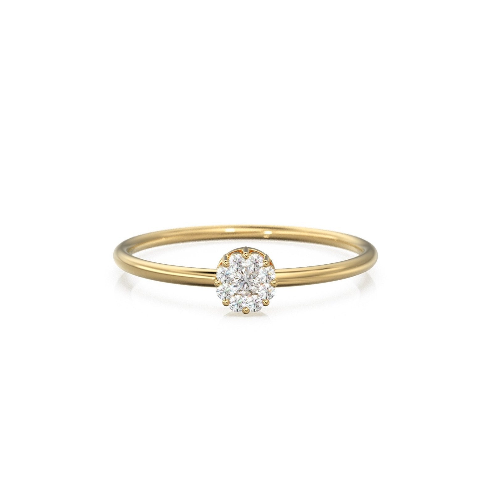 Pave Diamond Flower Ring / Round Diamond Ring / Cluster Pave Diamond Round Ring / Handmade Wedding Band