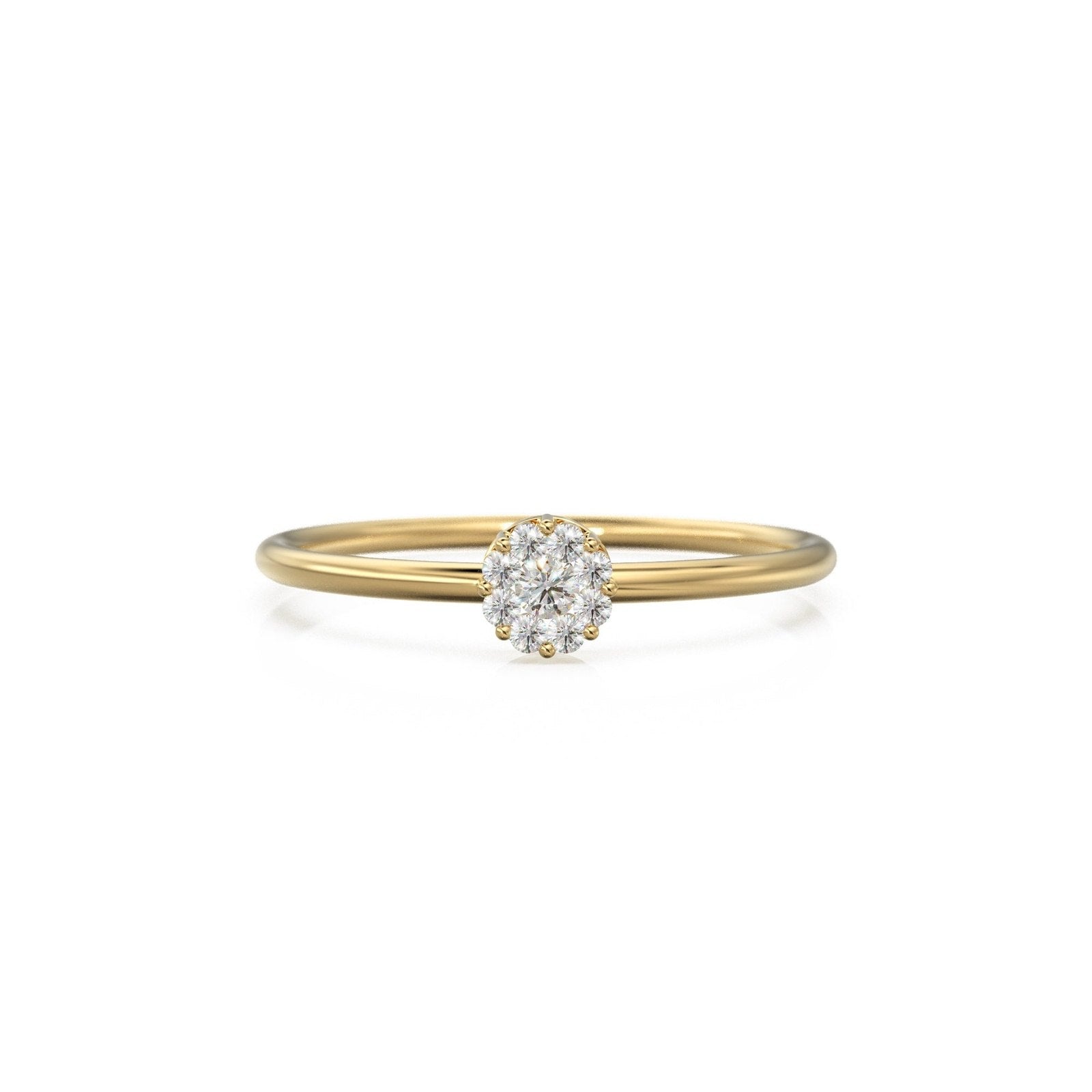 Pave Diamond Flower Ring / Round Diamond Ring / Cluster Pave Diamond Round Ring / Handmade Wedding Band