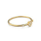 Clover Diamond Ring / Dahlia Diamond Flower Gold Ring / Gold Band White Diamond Ring / Motif Petal Wedding Band