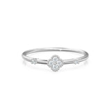 Clover Diamond Ring / Dahlia Diamond Flower Gold Ring / Gold Band White Diamond Ring / Motif Petal Wedding Band