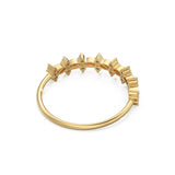 Marquise & Round Diamond Ring / Pointillist Floral Diamond Band / 14k Gold White Diamond Band / Cluster Half Eternity Ring