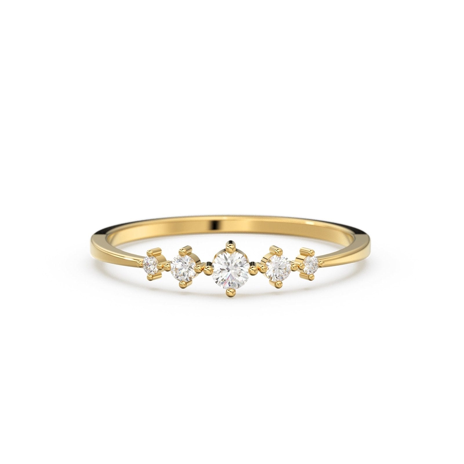 Brilliant Diamond Band in 14k Gold / Round Diamond Ring / Gold Band White Diamond Ring / Diamond Wedding Band