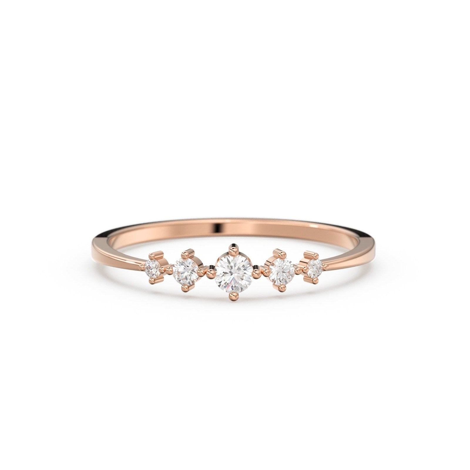 Brilliant Diamond Band in 14k Gold / Round Diamond Ring / Gold Band White Diamond Ring / Diamond Wedding Band