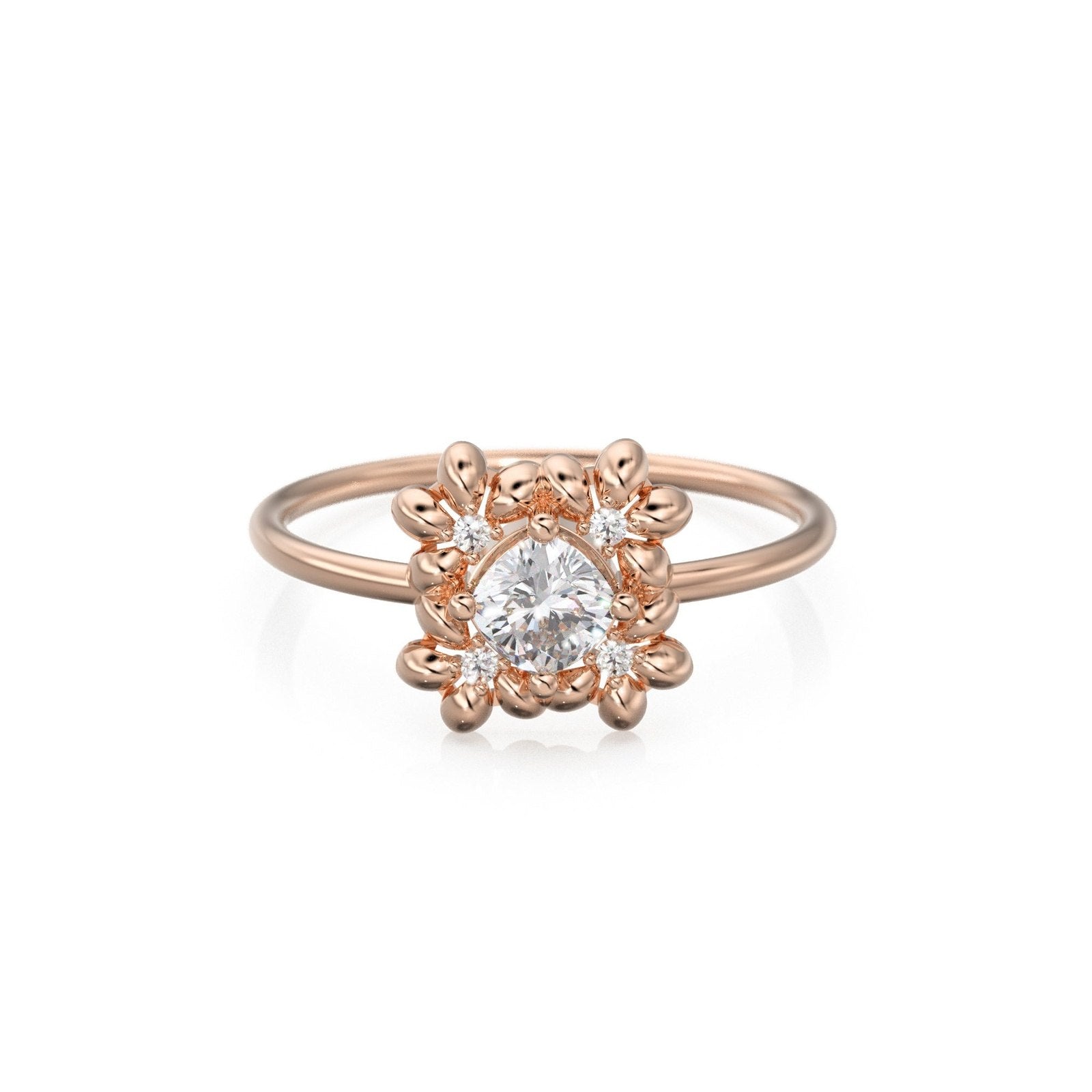 Cushion Diamond Ring / Brilliant Diamond Band in 14k Gold / / Gold Band White Diamond Ring / Diamond Wedding Band
