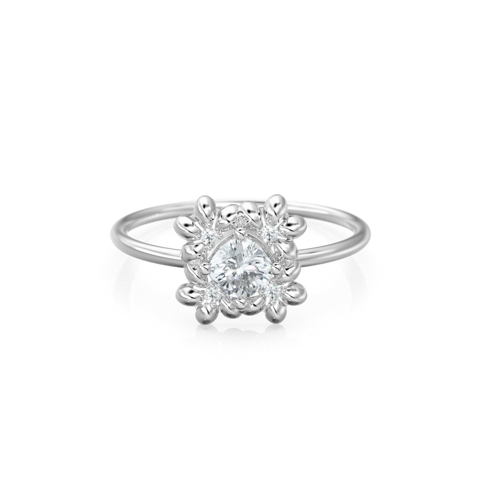 Cushion Diamond Ring / Brilliant Diamond Band in 14k Gold / / Gold Band White Diamond Ring / Diamond Wedding Band