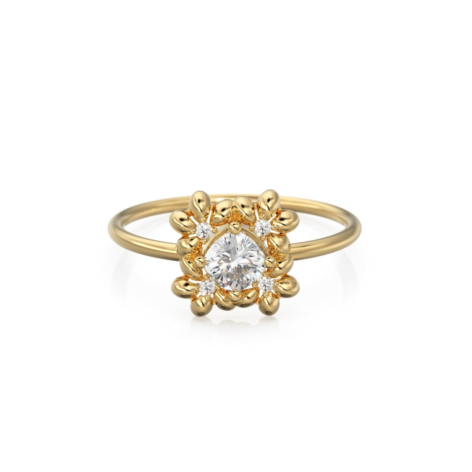 Cushion Diamond Ring / Brilliant Diamond Band in 14k Gold / / Gold Band White Diamond Ring / Diamond Wedding Band