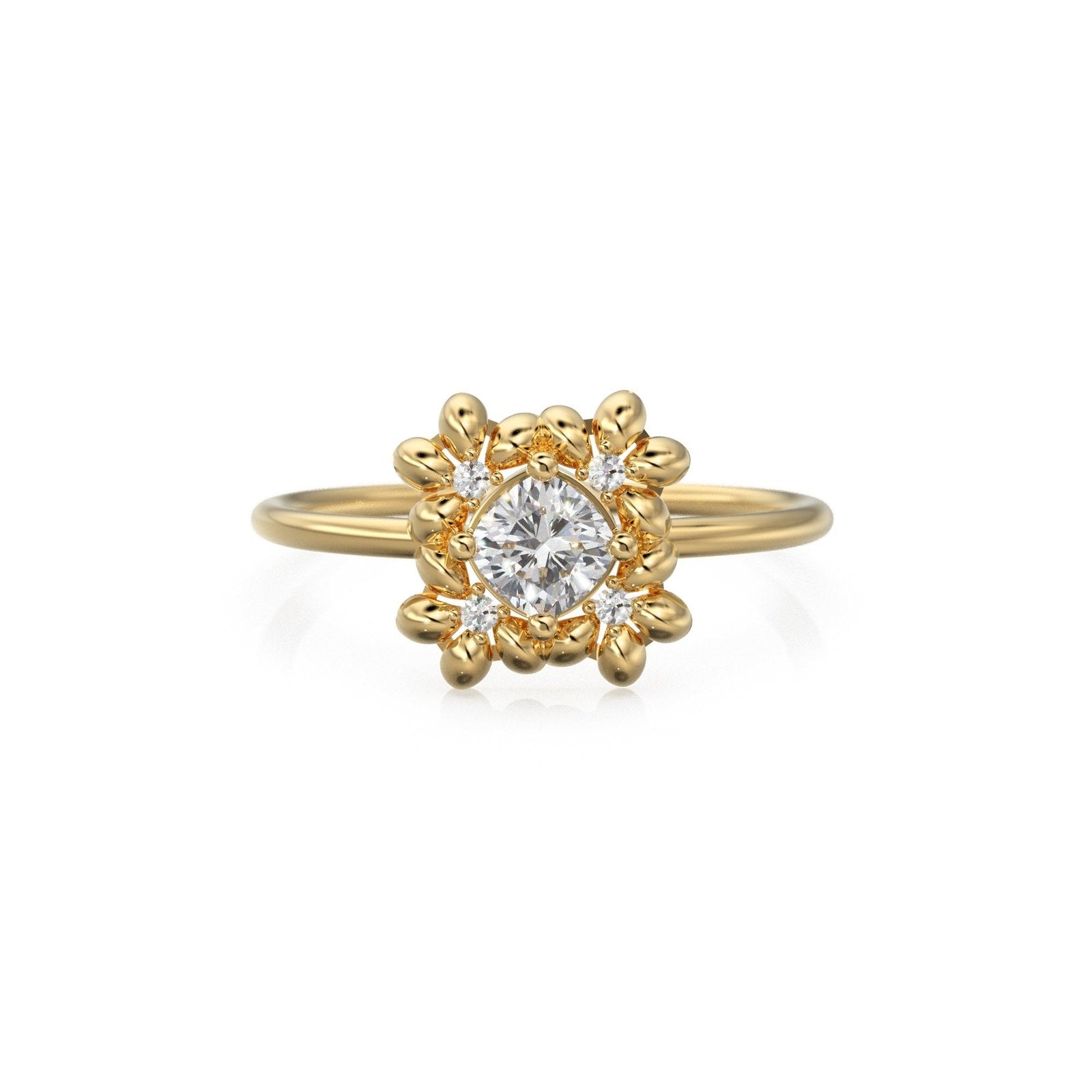 Cushion Diamond Ring / Brilliant Diamond Band in 14k Gold / / Gold Band White Diamond Ring / Diamond Wedding Band