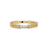 Cuban Link Diamond Ring / Link Chain Diamond Weddin Band in 14k Gold / Gold Band White Diamond Ring / Cuban Link Handmade Ring