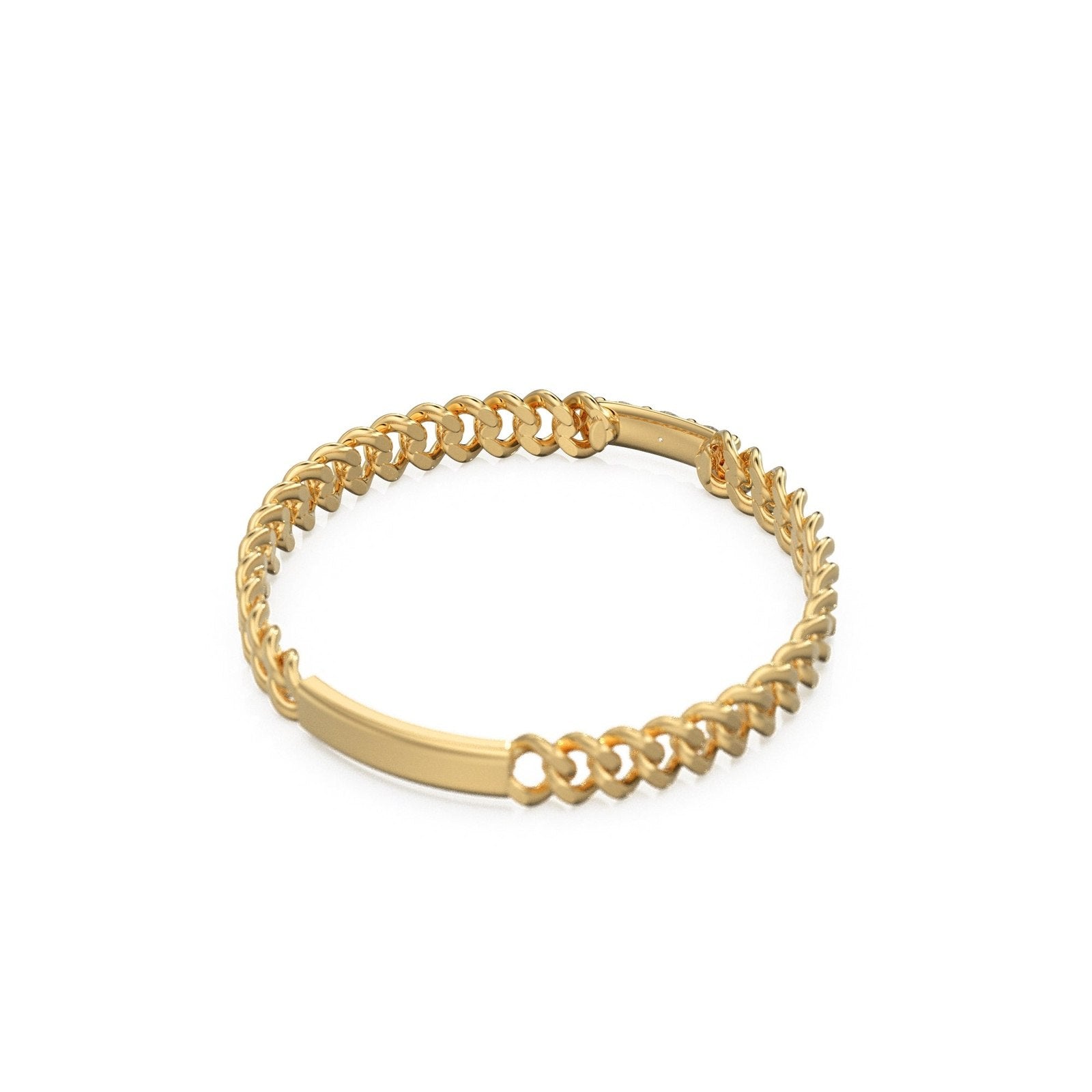Cuban Link Diamond Ring / Link Chain Diamond Weddin Band in 14k Gold / Gold Band White Diamond Ring / Cuban Link Handmade Ring