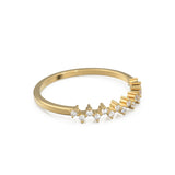 ZigZag Diamond Band in 14k Gold / Prong Set Cluster Diamond Ring / White Diamond Half Eternity Ring / Diamond Wedding Band