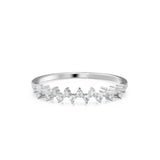 ZigZag Diamond Band in 14k Gold / Prong Set Cluster Diamond Ring / White Diamond Half Eternity Ring / Diamond Wedding Band