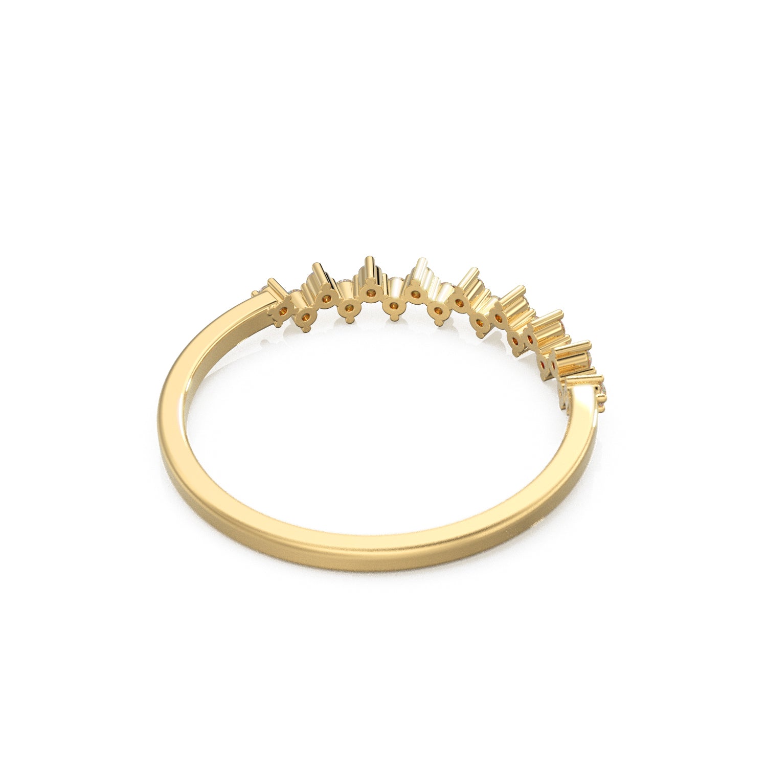 ZigZag Diamond Band in 14k Gold / Prong Set Cluster Diamond Ring / White Diamond Half Eternity Ring / Diamond Wedding Band