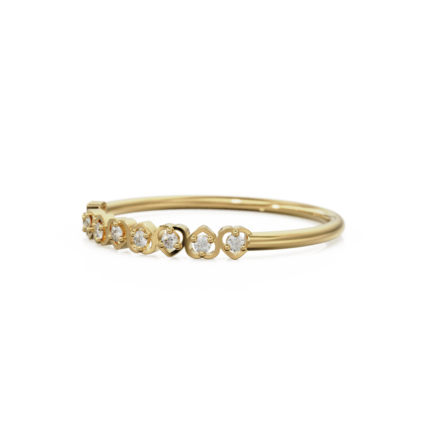 Heart Diamond Band in 14k Gold / Heart Diamond Ring / Gold Band White Diamond Ring / Genuine Diamond Wedding Band