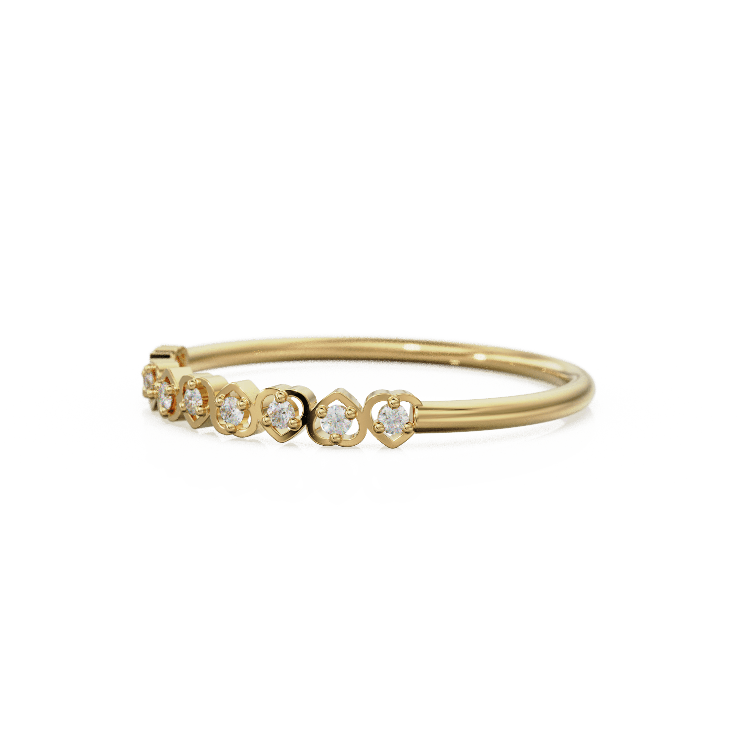 Heart Diamond Band in 14k Gold / Heart Diamond Ring / Gold Band White Diamond Ring / Genuine Diamond Wedding Band