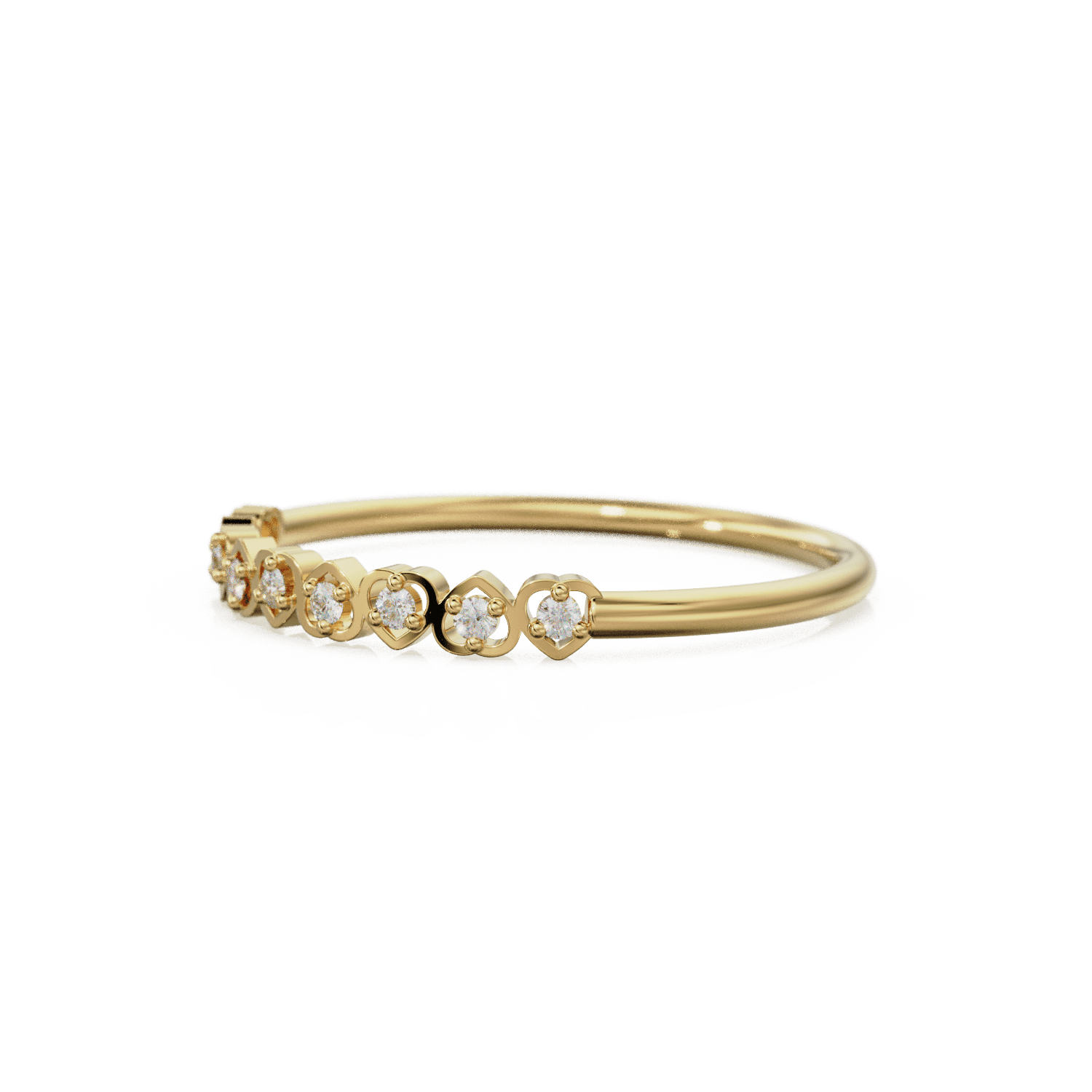 Heart Diamond Band in 14k Gold / Heart Diamond Ring / Gold Band White Diamond Ring / Genuine Diamond Wedding Band