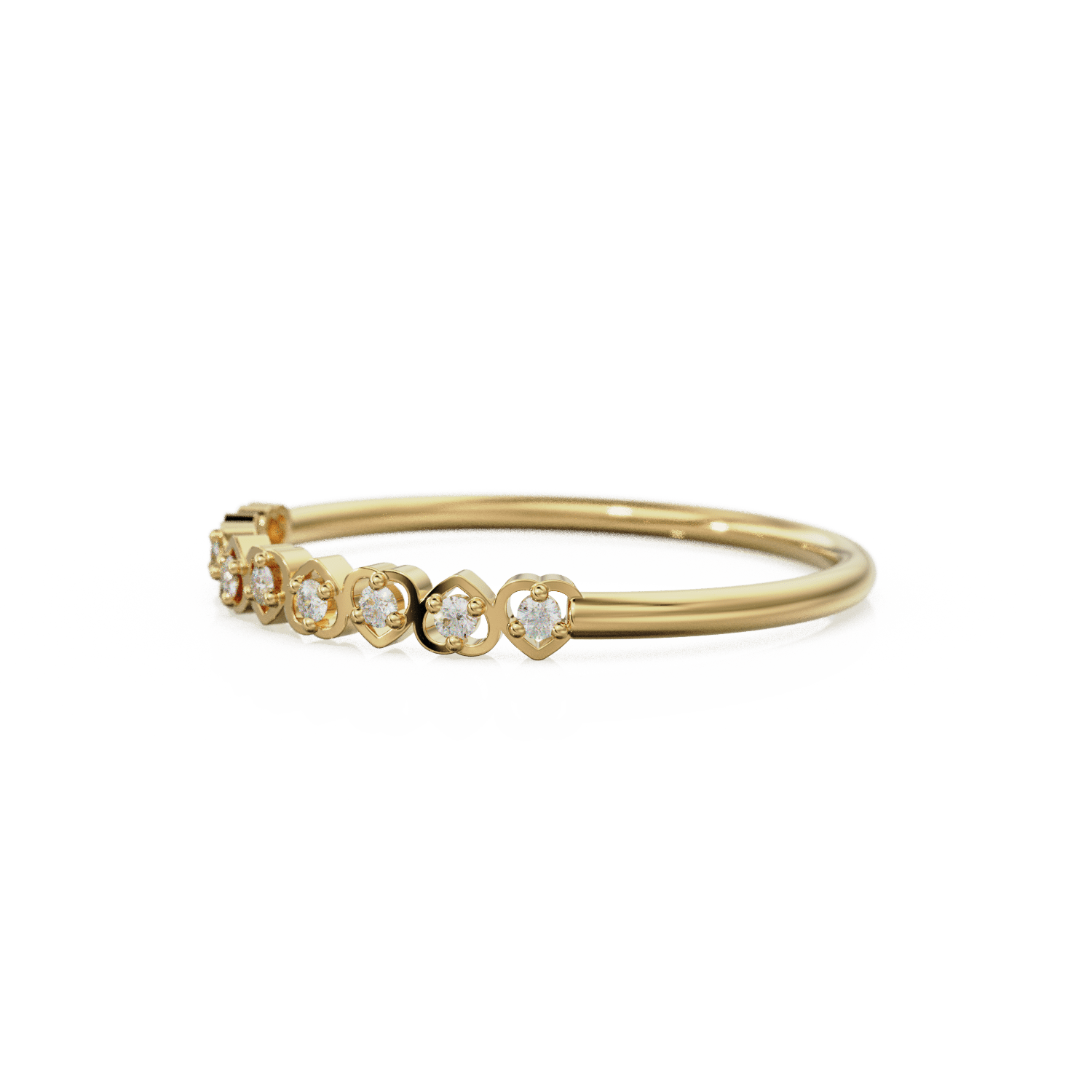 Heart Diamond Band in 14k Gold / Heart Diamond Ring / Gold Band White Diamond Ring / Genuine Diamond Wedding Band