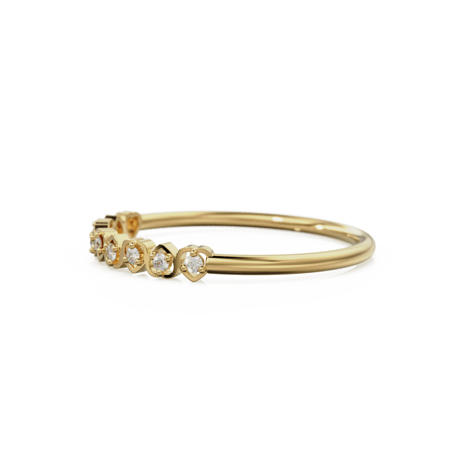 Heart Diamond Band in 14k Gold / Heart Diamond Ring / Gold Band White Diamond Ring / Genuine Diamond Wedding Band