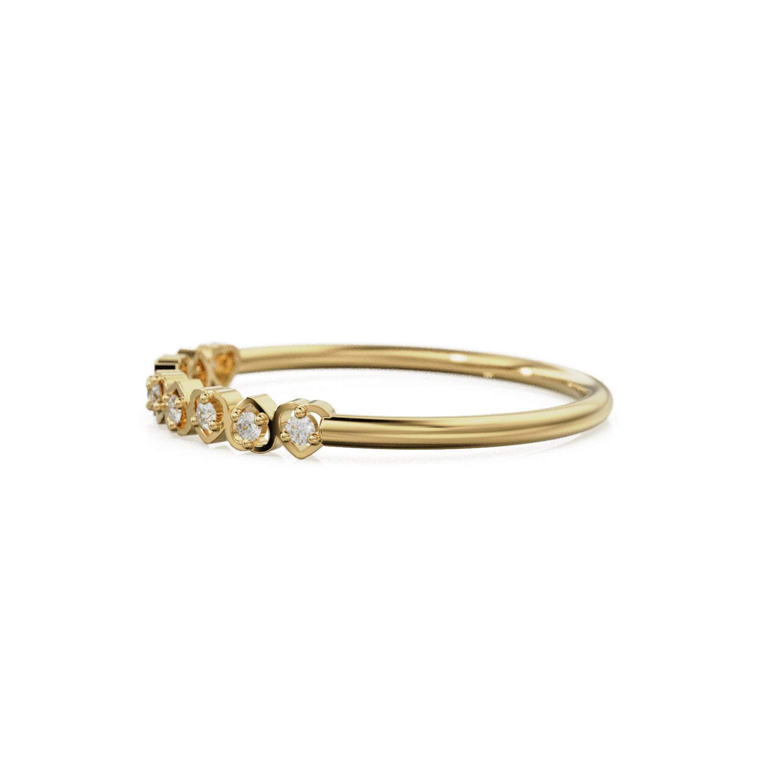 Heart Diamond Band in 14k Gold / Heart Diamond Ring / Gold Band White Diamond Ring / Genuine Diamond Wedding Band