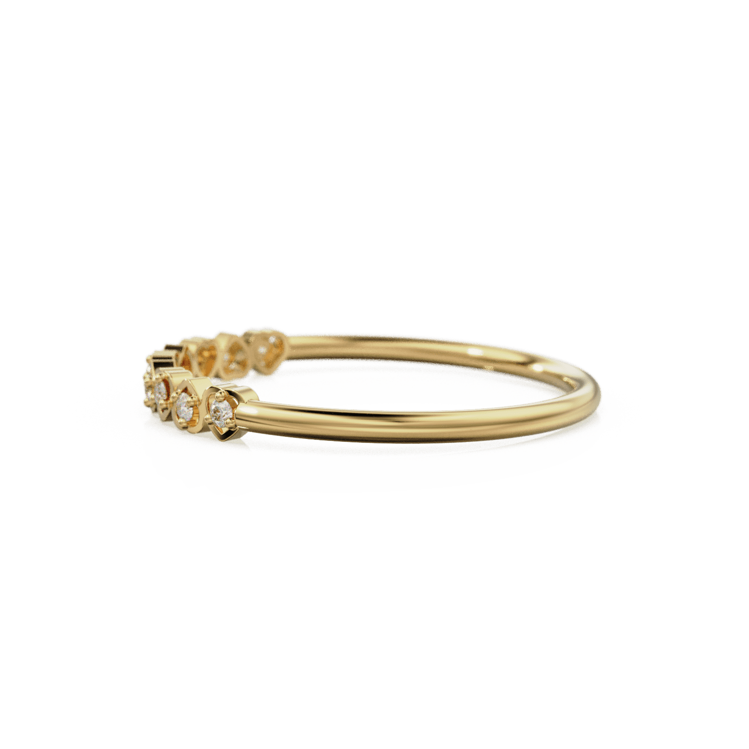 Heart Diamond Band in 14k Gold / Heart Diamond Ring / Gold Band White Diamond Ring / Genuine Diamond Wedding Band