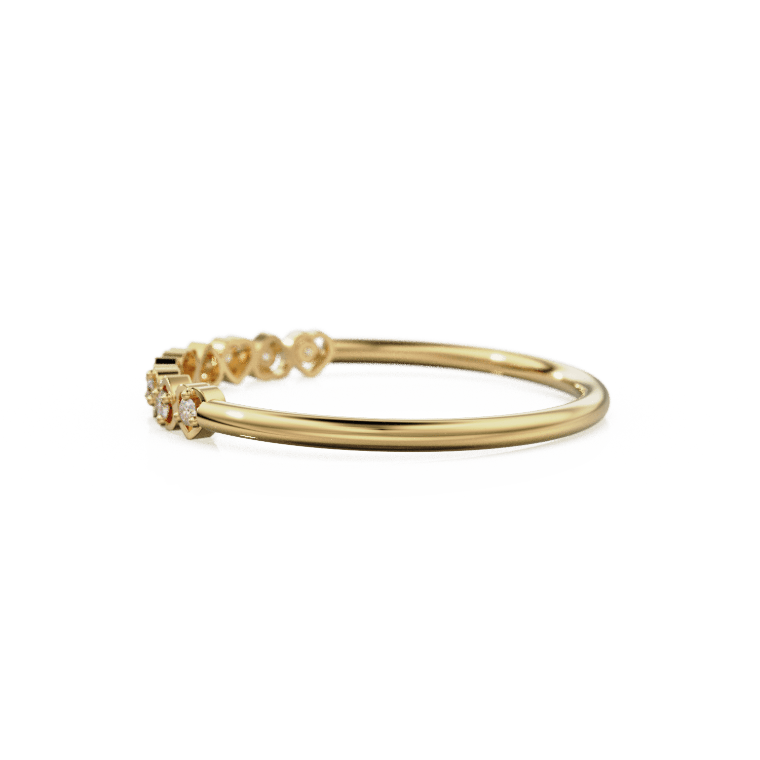 Heart Diamond Band in 14k Gold / Heart Diamond Ring / Gold Band White Diamond Ring / Genuine Diamond Wedding Band