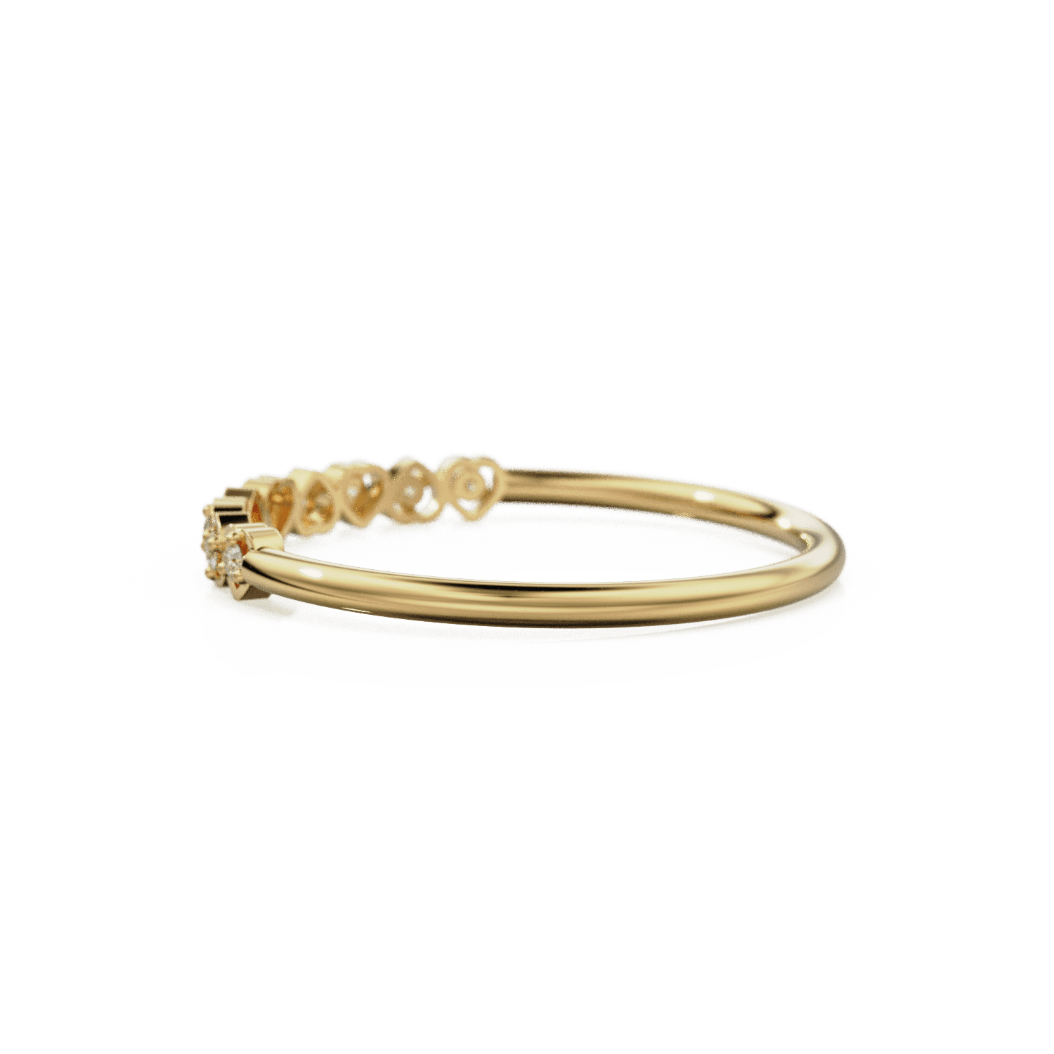 Heart Diamond Band in 14k Gold / Heart Diamond Ring / Gold Band White Diamond Ring / Genuine Diamond Wedding Band