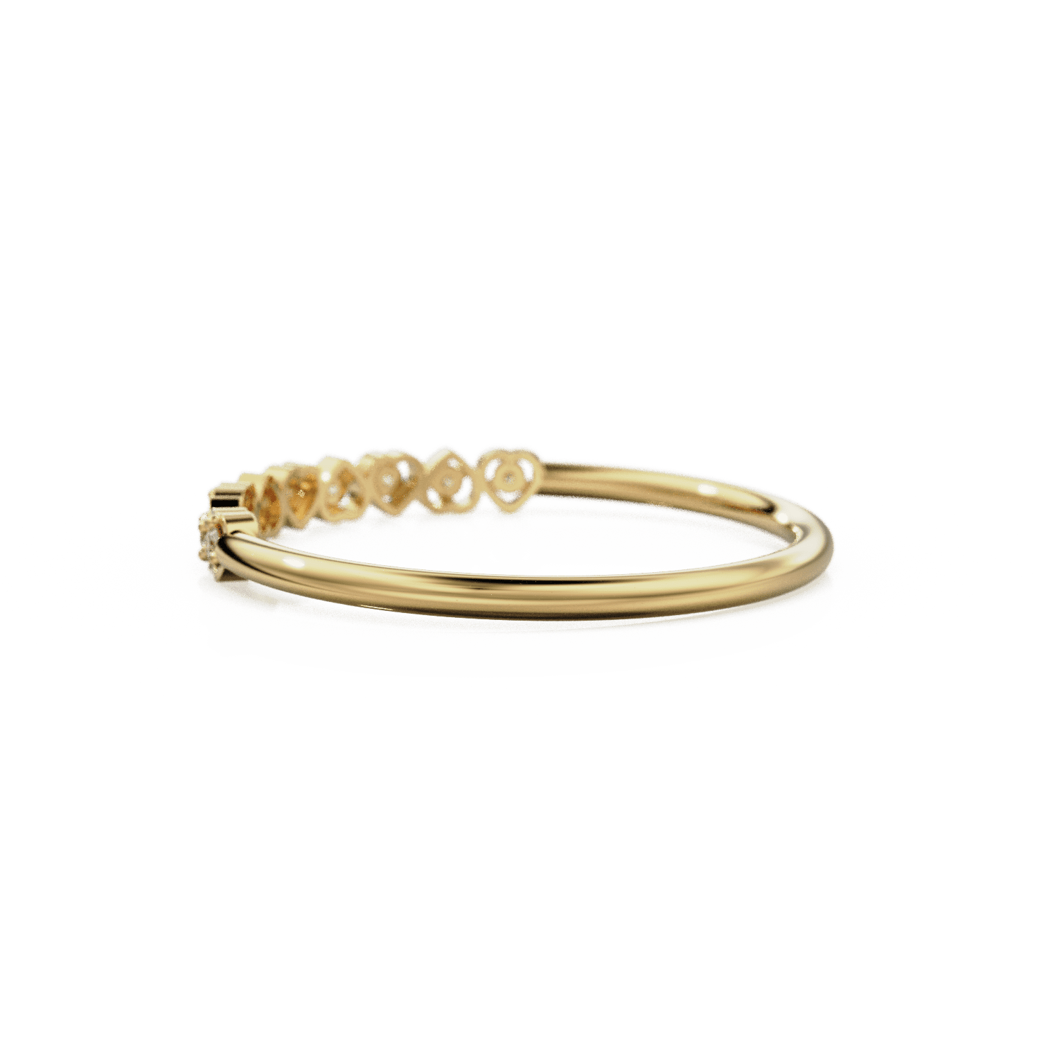 Heart Diamond Band in 14k Gold / Heart Diamond Ring / Gold Band White Diamond Ring / Genuine Diamond Wedding Band